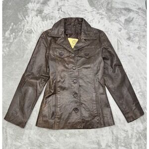 STS Ranchwear Selah Jacket Womens Small S Brown Leather Button Pea Coat Western